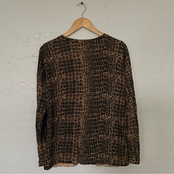 Kenneth Cole New York Animal Print Silk Blend Cardigan sz Large - Picture 5 of 6